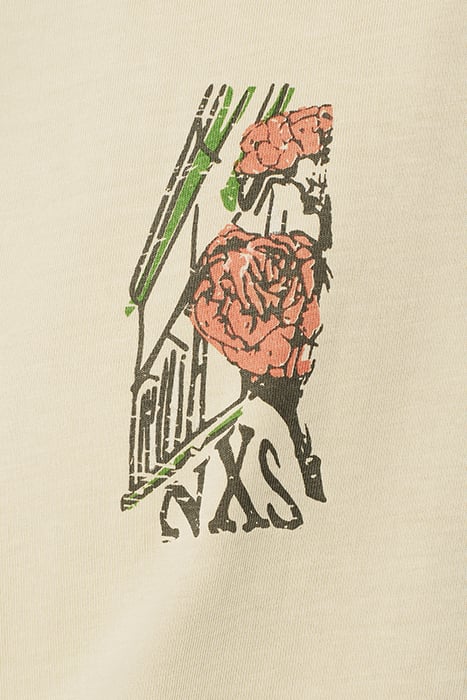 T-SHIRT CREWNECK PLACED PRINTS GARMENT DYED SLUB CEMENT 7