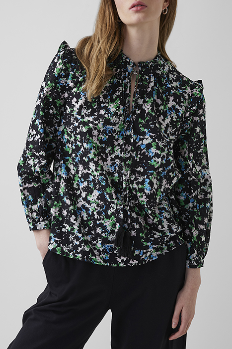 SUMMER MEADOW LS TIE NCK BLOUS GREEN 1