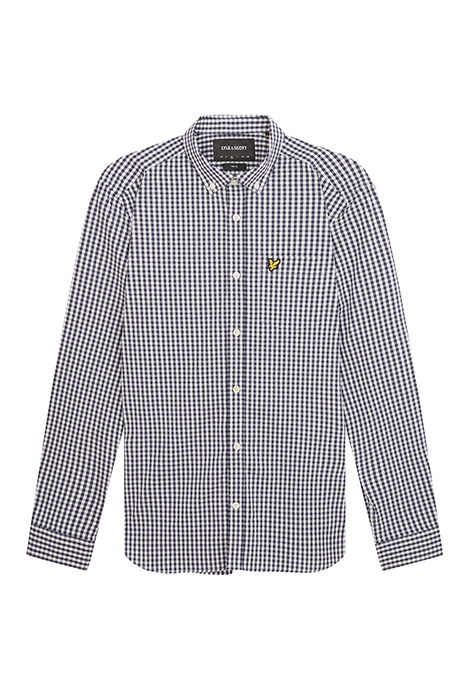 LS SLIM FIT GINGHAM SHIRT NAVY/WHITE 4