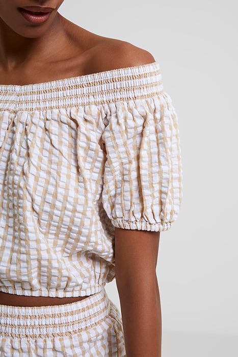 FILIPPA COT POPLIN OFF SHLD TP BROWN 3