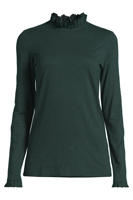 ORGANIC SLUB FRILL LONGSLEEVE MIDNIGHT JADE 3