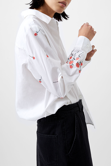 FRENCH CONNECTION RHODES EMBROIDERED SHIRT SHIRT LINEN WHITE 4