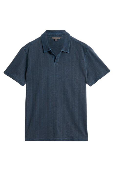 ZION SS JACQUARD GARMENT DYE POLO DEEP BLUE 2