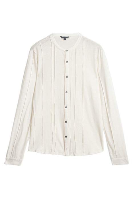 DYCKMAN REGULAR FIT LS BAND COLLAR SHIRT EGG SHELL 2