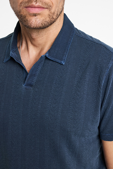 ZION SS JACQUARD GARMENT DYE POLO DEEP BLUE 3