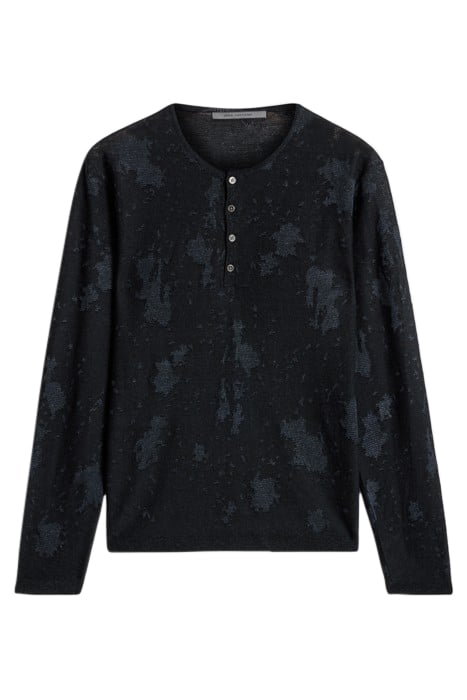 AGUSTIN REGULAR FIT LS HENLEY WITH DISTR BLACK 2