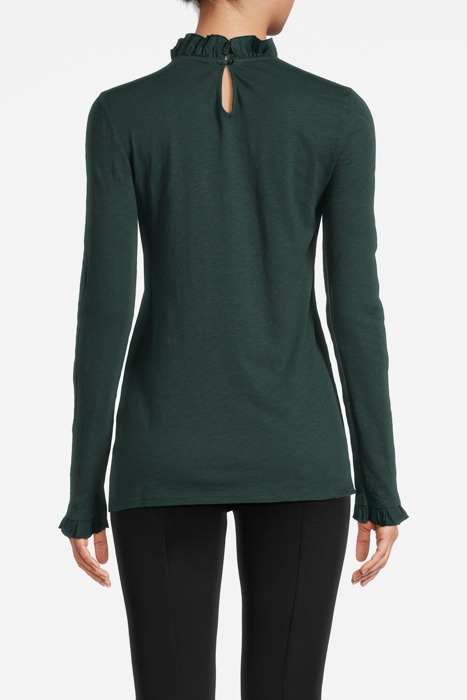 ORGANIC SLUB FRILL LONGSLEEVE MIDNIGHT JADE 2