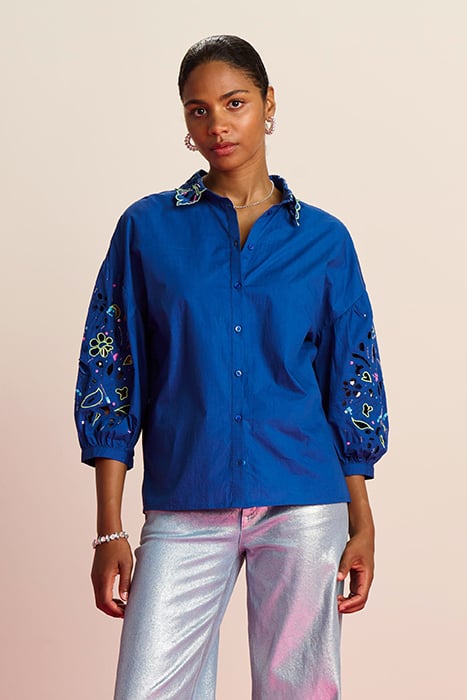 BLOUSE - EMBROIDERY INK BLUE by POM Amsterdam