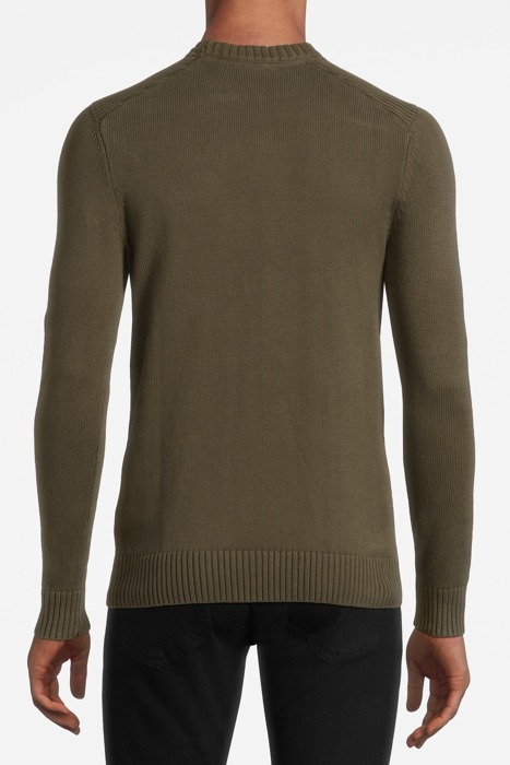 SHOULDER DETAIL CREW NECK KNIT JUMPER OLIVE 2