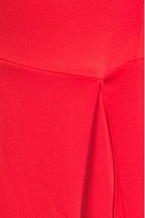 RUFFLE-TRIM ASYMMETRIC MIDI DRESS RED 5