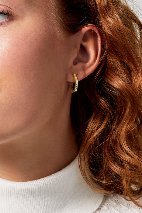 CRYSTAL HEXAGON EARRING GOLD 2