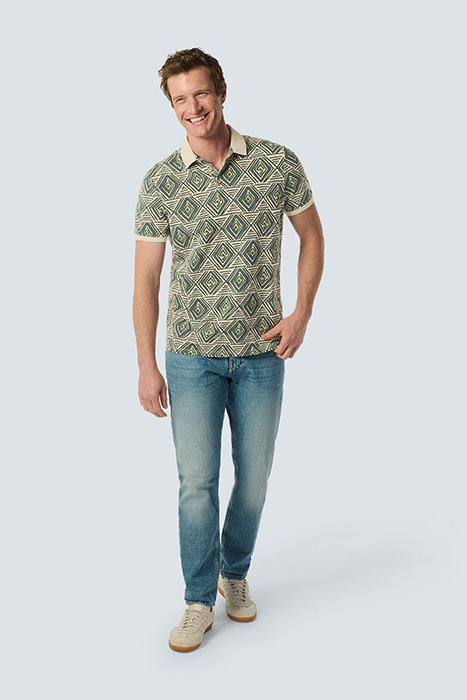 POLO PIQUE ALLOVER PRINTED STRETCH CEMENT 3