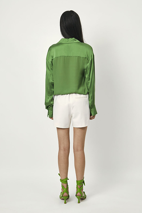 EMERY SILK MIXED BLOUSE BASIL GREEN 2