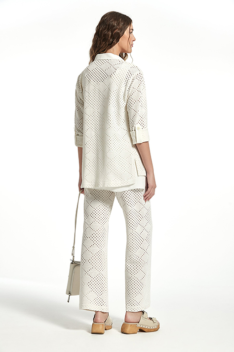 CROCHET EFFECT KNIT BIBER OVERSHIRT ECRU 2