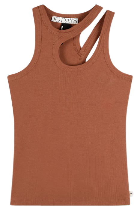 CUT OUT TANK TOP RIB SADDLE BROWN 3