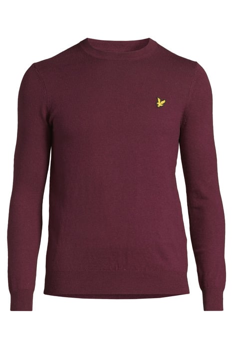 COTTON MERINO CREW NECK JUMPER BURGUNDY 3