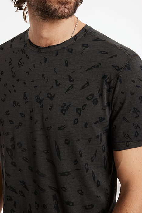 JOSE SS PRINTED LEOPARD BURNOUT CREW WOOD BROWN 3