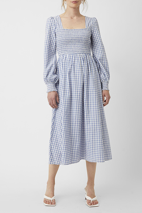 CLASSIC GINGHAM LS SQR NK DRS BLUE 1