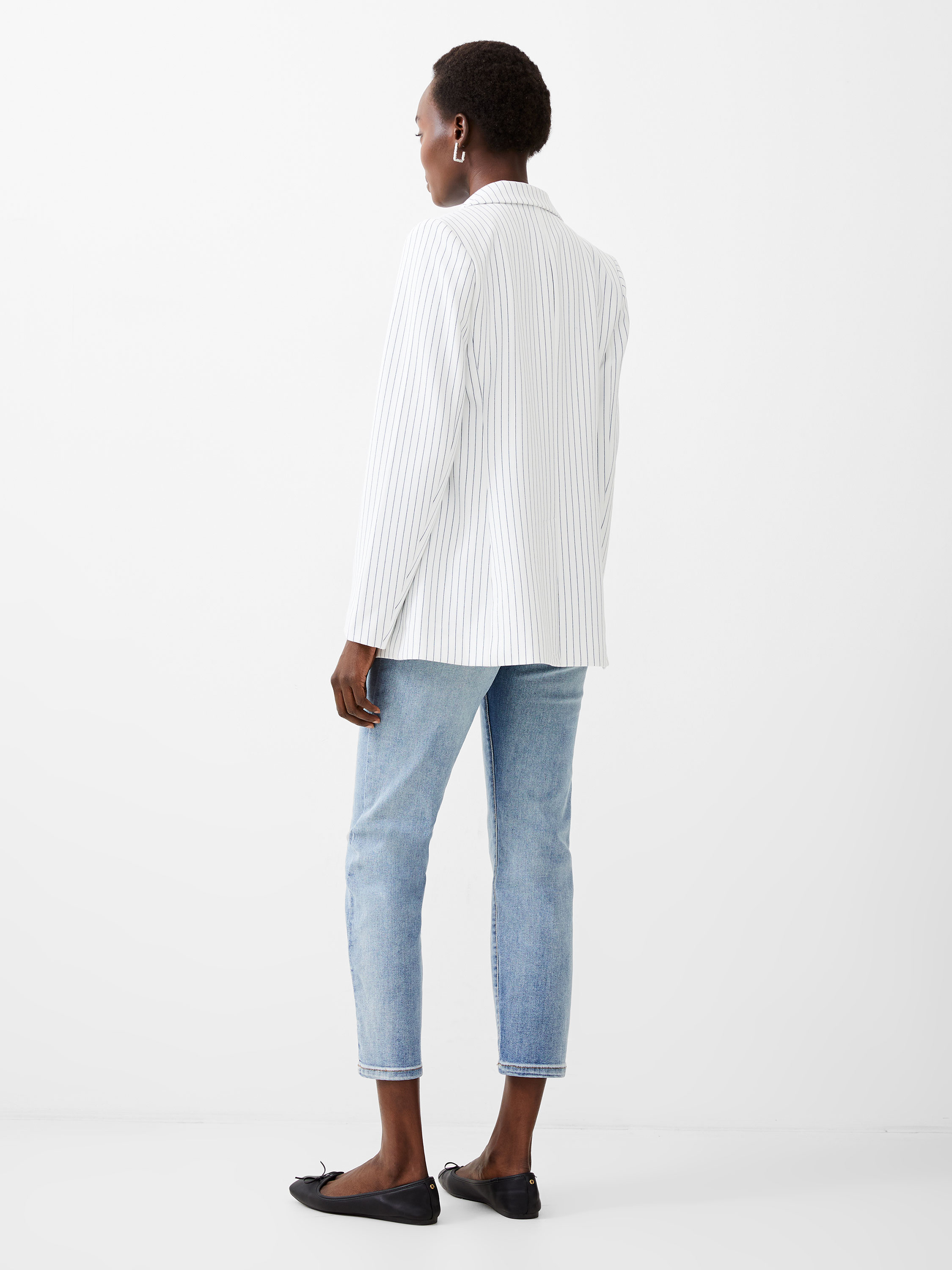 FRENCH CONNECTION WHISPER PINSTRIPE JACKET SUMMER WHITE/MARI 3