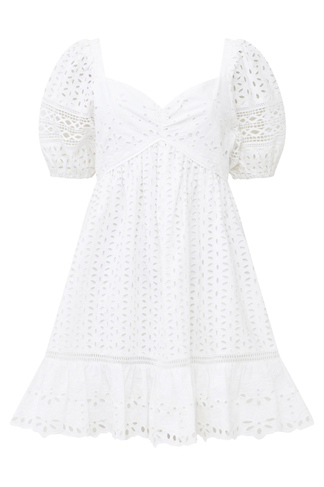 FRENCH CONNECTION ALISSA COTTON BRODERIE DRESS LINEN WHITE 3