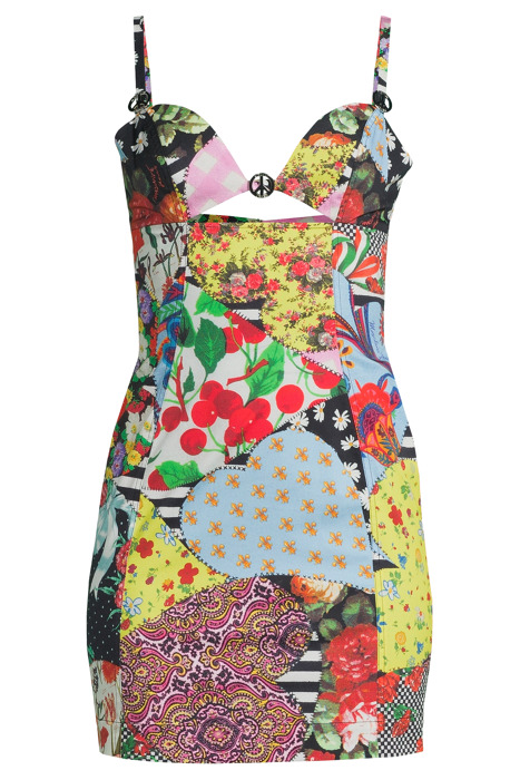 PEACE SIGN-MOTIF PANELLED MINIDRESS GREY 3