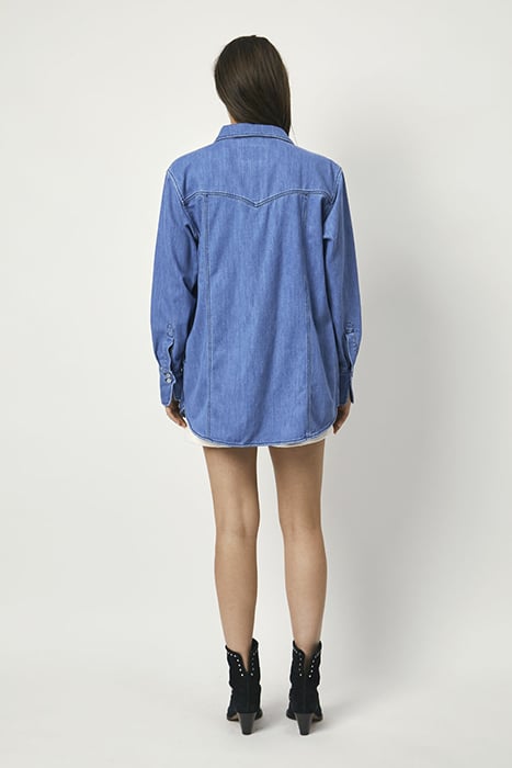 CLOVER DENIM TRUCKER SHIRT STONE BLUE 2