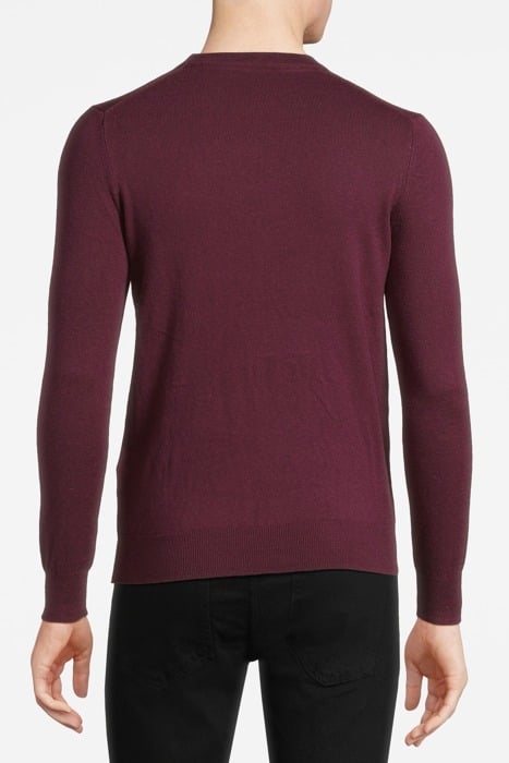COTTON MERINO CREW NECK JUMPER BURGUNDY 2