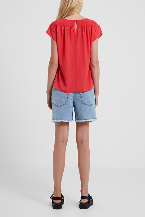 CREPE LIGHT V NK SHOULDER TOP BITTERSWEET 2