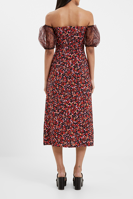 CLARA FLAVIA TEXT PUF SLV DRES BLACK 2