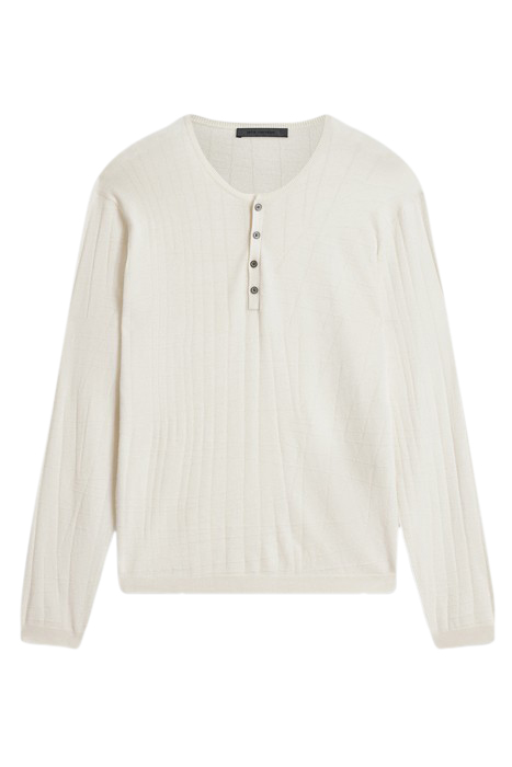 IVORA REGULAR FIT HENLEY WITH GRID STITC EGG SHELL 2