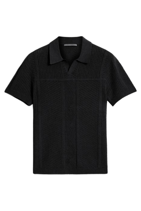THEO SS POINTELLE SWEATER POLO BLACK 2