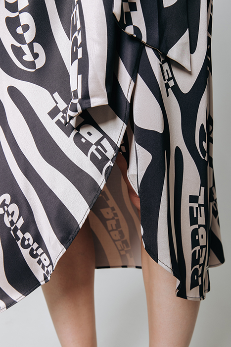 LEA ZEBRA WRAP MIDI DRESS SAND 9