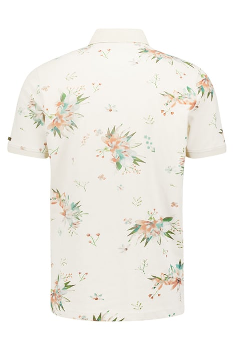 POLO PIQUE ALLOVER PRINTED GARMENT DYED STRETCH WHITE 2