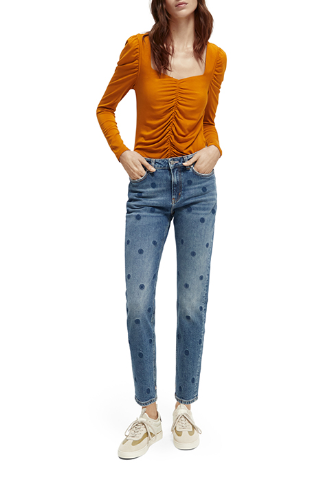 GATHERED FRONT LONG SLEEVED TOP CINNAMON SPICE 3