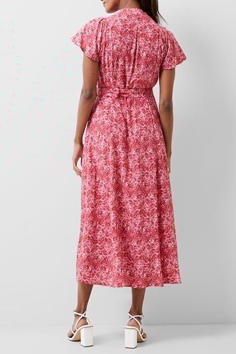 FRENCH CONNECTION CASS DELPHINE SS V NK MIDI DRESS TRUE RED  2