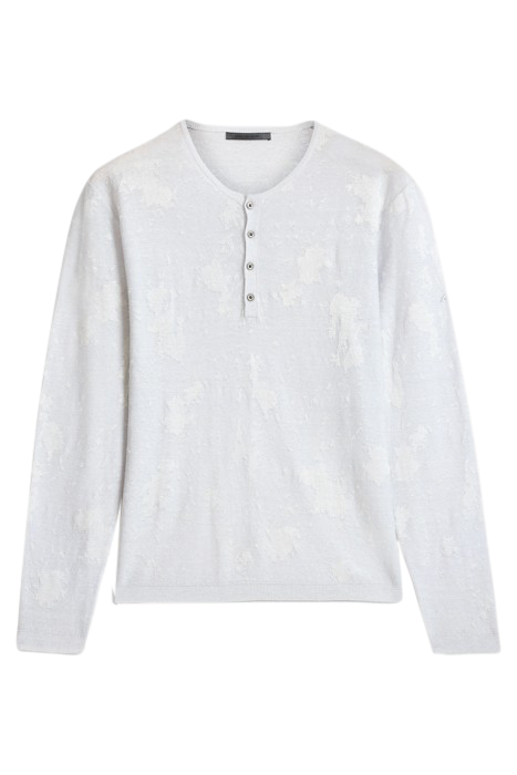 AGUSTIN REGULAR FIT LS HENLEY WITH DISTR LT GREY HTHR 2