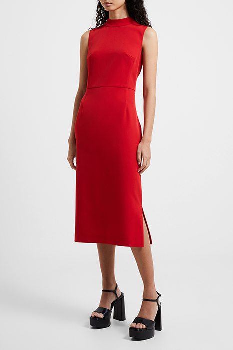 ECHO CREPE MOCK NECK DRESS RED 2