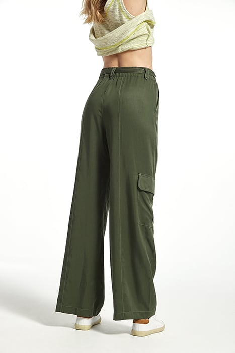 LYOCELL PALAU TROUSERS KAKI STITCHES CAMEL 2