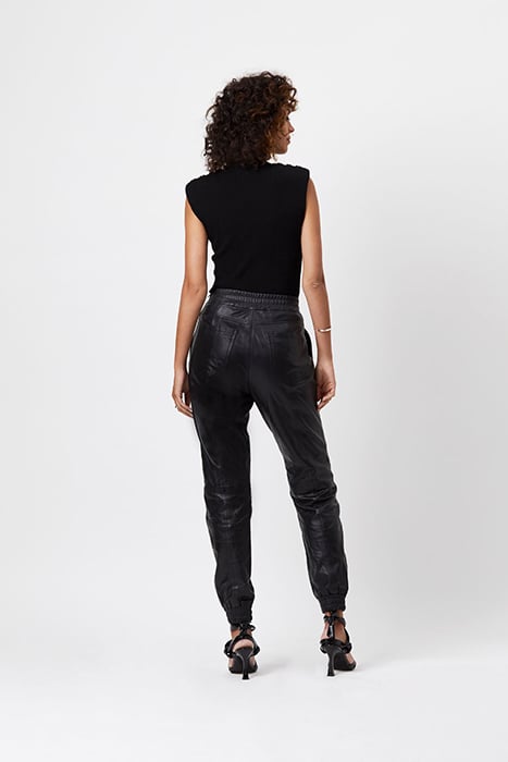 KUNO LEATHER JOGGER PANTS RAVEN 2