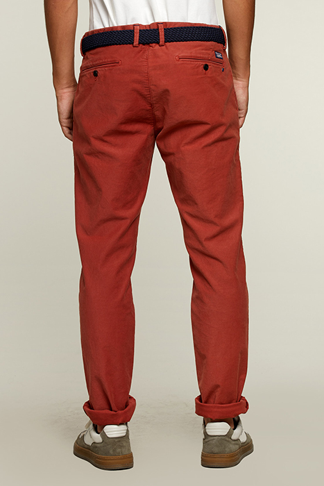 SLIM FIT COTTON CHINO TERRA RED 2