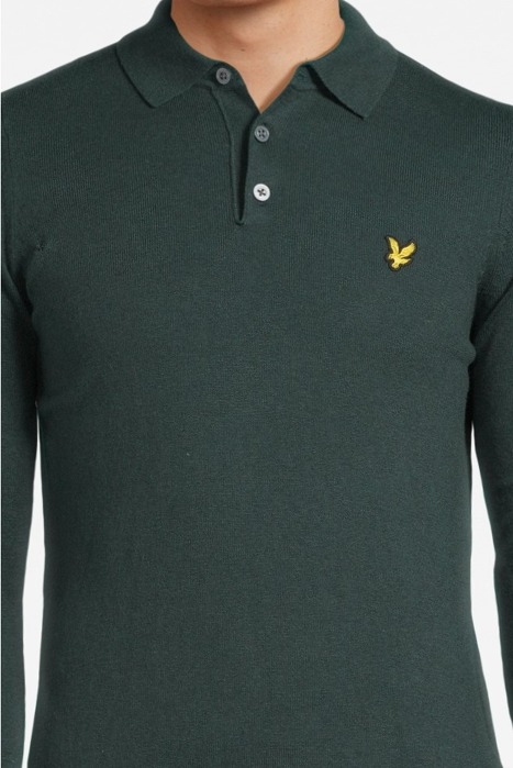 COTTON MERINO LONG SLEEVE KNITTED POLO ARGYLE TEAL 4