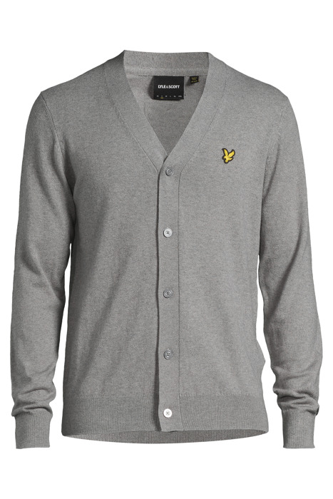 COTTON MERINO V NECK CARDIGAN MID GREY MARL 3