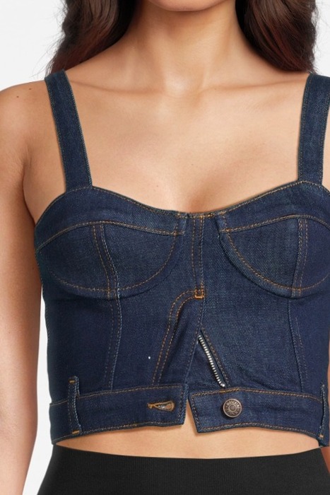 STRETCH DENIM CROP TOP BLUE 4