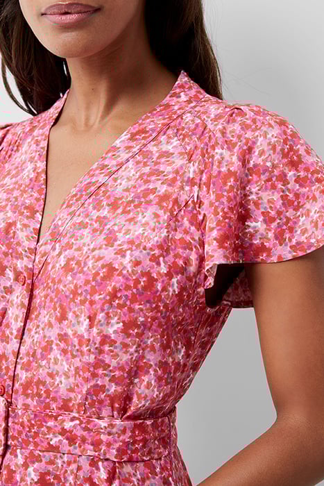 FRENCH CONNECTION CASS DELPHINE SS V NK MIDI DRESS TRUE RED  5