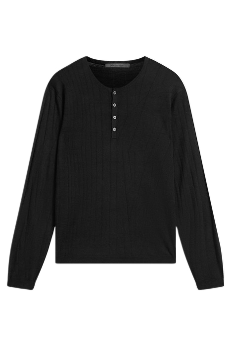 IVORA REGULAR FIT HENLEY WITH GRID STITC BLACK 2