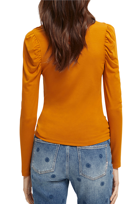 GATHERED FRONT LONG SLEEVED TOP CINNAMON SPICE 2