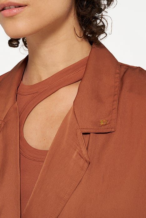 DOUBLE BREASTED SATIN BLAZER SADDLE BROWN 7