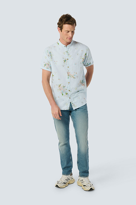 SHIRT SHORT SLEEVE ALLOVER PRINTED WITH LINEN SKY 3