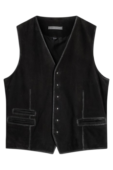 METAL BUTTON SUEDE VEST BLACK 2