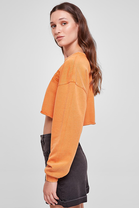 LADIES CROPPED FLOWER EMBROIDERY TERRY CREWNECK VINTAGEORANG 6